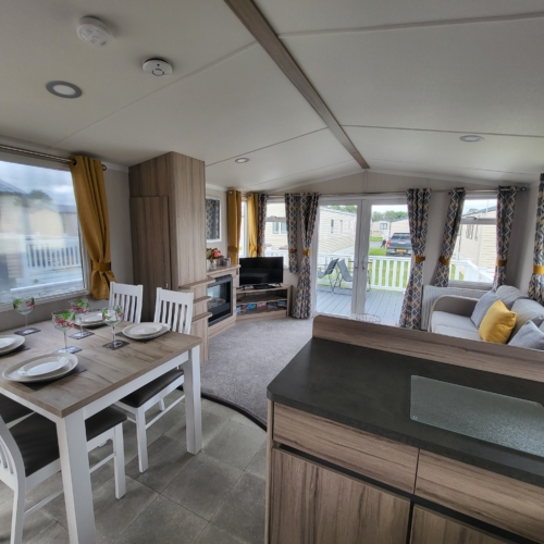 Flamingo Land – Cedarwood CW46, 3-Bed Swift Ardennes Caravan with Wrap Decking – Static Caravan, Cedarwood