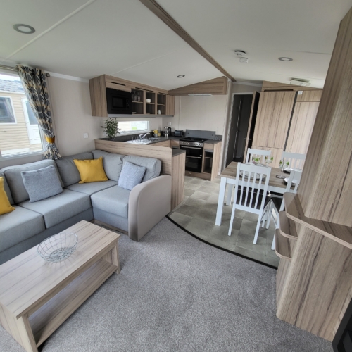 Flamingo Land – Cedarwood CW46, 3-Bed Swift Ardennes Caravan with Wrap Decking – Static Caravan, Cedarwood